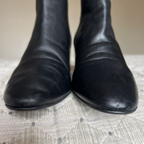 Aquatalia Black Leather Block Heel Studded Ankle Boot w/ Zip Size 7 ($550 New) - Picture 9 of 16